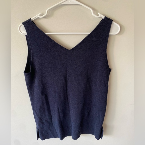 MM LaFleur Peggy Top Navy Blue Knit Stretch Business Casual Classy Melange Large - Picture 4 of 6